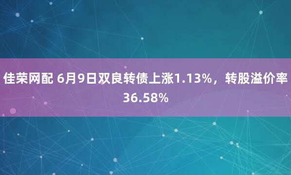佳荣网配 6月9日双良转债上涨1.13%，转股溢价率36.58%